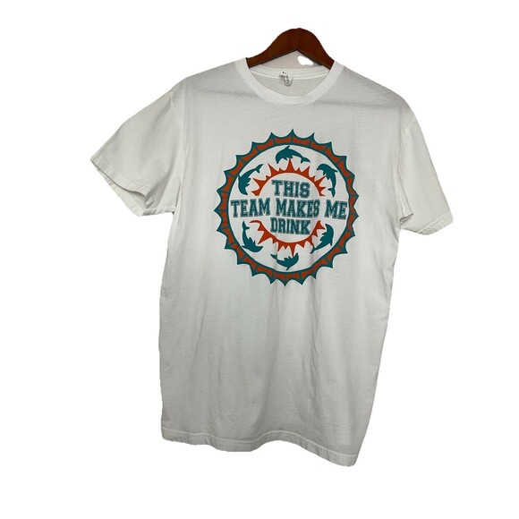Miami Dolphins Next Level White "this Team Makes Me Drink" Tshirt Large - Picture 1 of 3